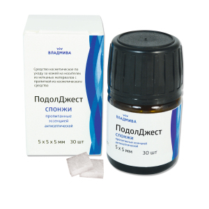 ВЛАДМИВА ПодолДжест спонж антисептический, 5*5 мм/30 шт.