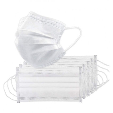 БИНОВИ Маска 3-х слойная белая, фильтр-мелтблаун, 1/50 шт, коробка