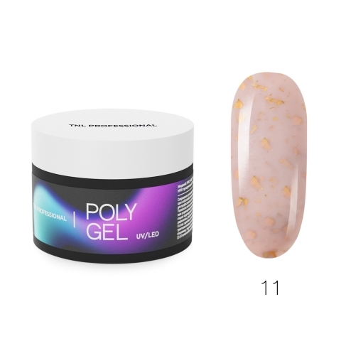 TNL Жидкий Poly Gel №11 - кремовый с голографической поталью, 30 мл.