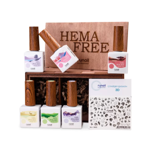 9190 RuNail НАБОР Гель-лак Hema free в деревянной коробке