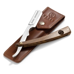 RB027 Опасная бритва с защитой и сменным лезвием Luxury с кожаным чехлом