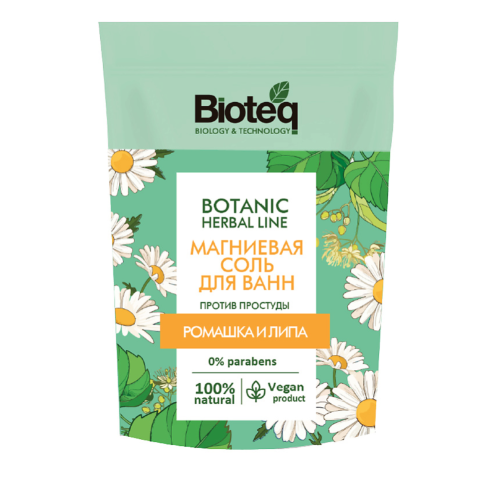 Соль для ванн Ромашка и липа, дой-пак, 500 мл.