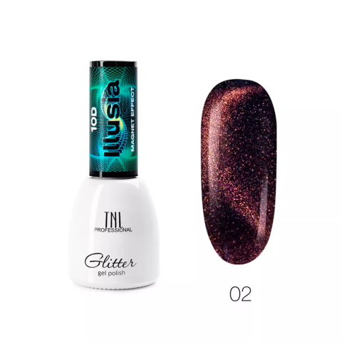 TNL Illusia Гель-лак Кошачий глаз №02 - розовый золотистый 10D, 7 мл.