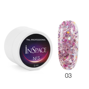 TNL Гель для дизайна InSpace светоотражающий, с голографическим глиттером, №03 - футуристический лиловый, 5 мл.