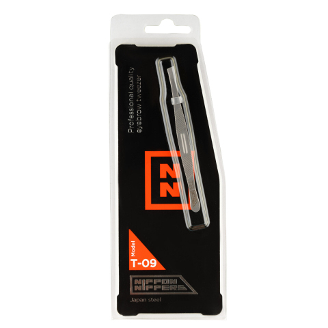 NN T-09 Пинцет для бровей, 90 мм, Cкошенный