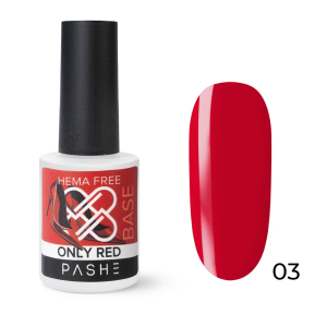 PASHE База цветная Only Red каучуковая жесткая №03, 9 мл.