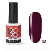 PASHE База цветная Only Red каучуковая жесткая №08, 9 мл.