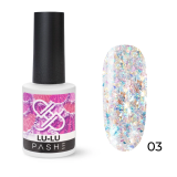 PASHE Гель-лак LU LU с голографическим глиттером №03 - золото короля, 9 мл.