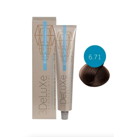 3DELUXE Крем-краска 6.71 светлый коричневый кашемир пепельный