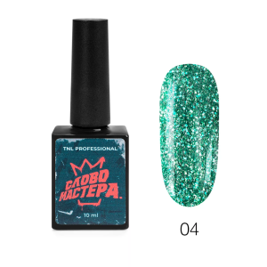 TNL Гель-лак Слово Мастера с глиттером №04 - зеленоглазое такси, 10 мл.