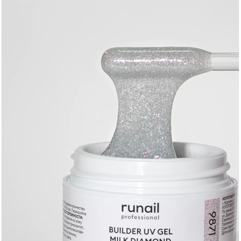 9871 RuNail Моделирующий светоотражающий УФ Builder гель MILK DIAMOND, 15 гр.