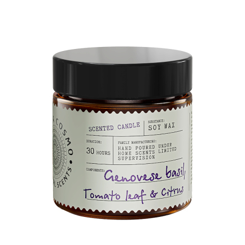 Свеча ароматическая Базилик, томатный лист и цитрус в стекле, 88 гр.