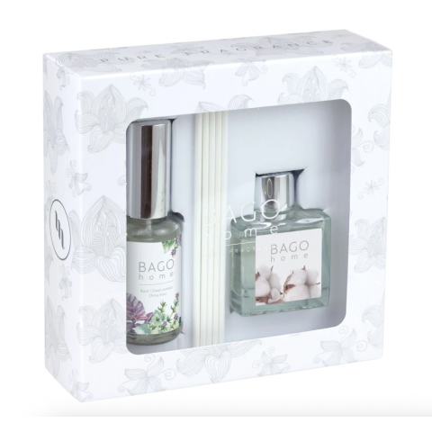 Набор ароматический (Свежий хлопок диффузор 50 мл. + Мята и базилик спрей 30 мл.)