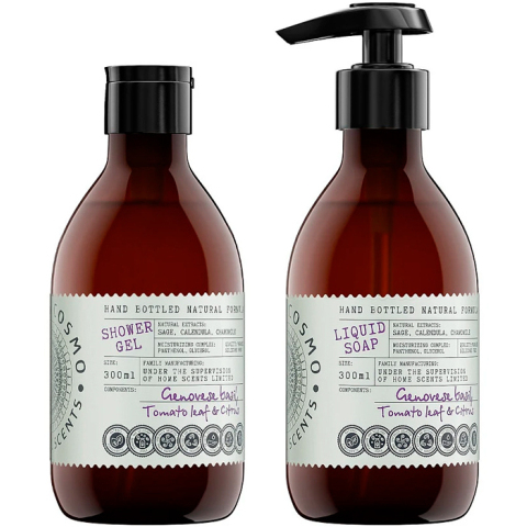 Набор парфюмированный Базилик томатный лист и цитрус (Гель для душа 300 мл. + Мыло для рук 300 мл.)