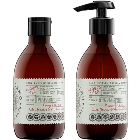 Набор парфюмированный Фрезия сирень и драгоценное дерево (Гель для душа 300 мл. + Мыло для рук 300 мл.)