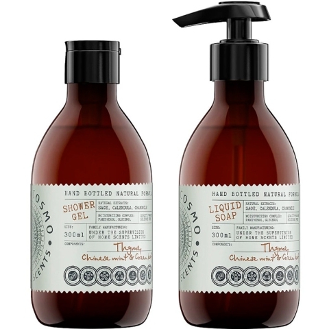 Набор парфюмированный Чабрец китайская мята и зеленый лист (Гель для душа 300 мл. + Мыло для рук 300 мл.)