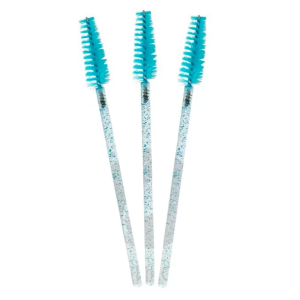 Щёточки для ресниц нейлоновые с блестками бирюзовые, 10 шт./упак.