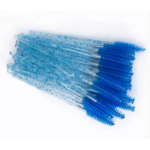 Щёточки для ресниц нейлоновые с блестками синие, 10 шт./упак.