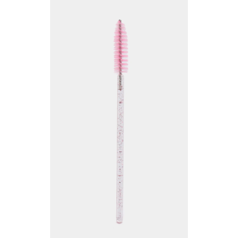 Щёточка для ресниц нейлоновая с блестками розовая, 1 шт.