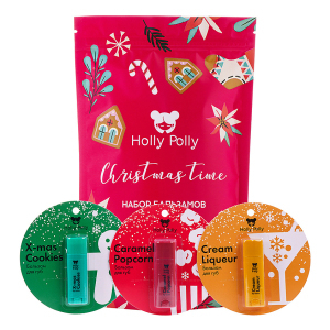 Holly Polly Набор Christmas Time Новогодних Бальзамов для губ, 3 шт.