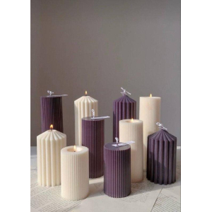 Свеча пеньковая рифлёная 5 см/7,5 см, бордовый