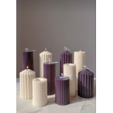 Свеча пеньковая рифленая 5 см/20 см лавандовый