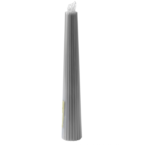 Свеча конусная рифленая 3,5 см/22,5 см серый