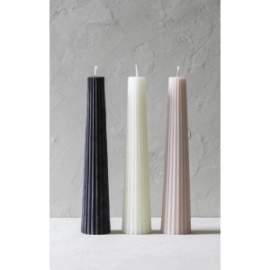 Свеча конусная рифленая 3,5 см/22,5 см графит