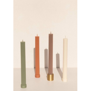 Свеча прямая рифленая 2,5 см/22 см слоновая кость