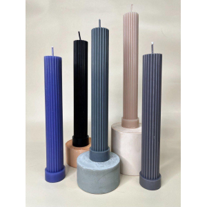 Свеча прямая рифленая 2,5 см/22 см графит