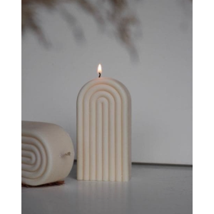 Свеча Радуга 16 см/10 см/4 см бежевый