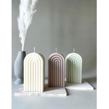 Свеча Радуга 16 см/10 см/4 см бежево-розовый