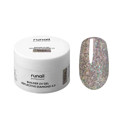9966 RuNail Моделирующий УФ-гель светоотражающий BUILDER UV GEL REFLECTIVE DIAMOND 3.0, 15 гр.