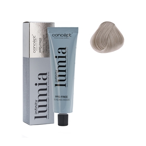КОНЦЕПТ INFINITY LUMIA Низкоаммиачный стойкий краситель 9.81 Светлый блондин жемчужно-пепельный, 100 мл.
