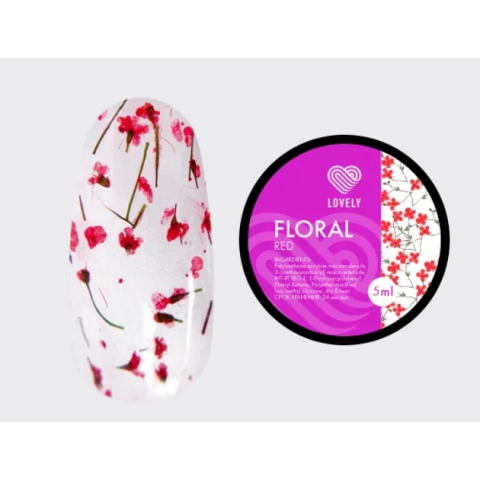 Lovely Гель-лак c сухоцветами Floral красный, 5 мл.